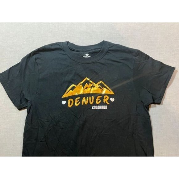 Denver Colorado Shirt Mens Small Black‎ Gold Logo Short Sleeve Pullover Tee. - Picture 2 of 9